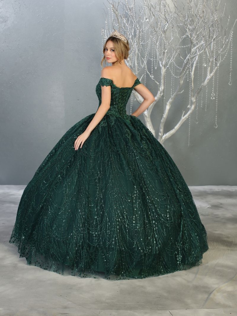 Off-the-Shoulder Floor-Length Tulle Quinceañera Ball Gown May Queen LK153