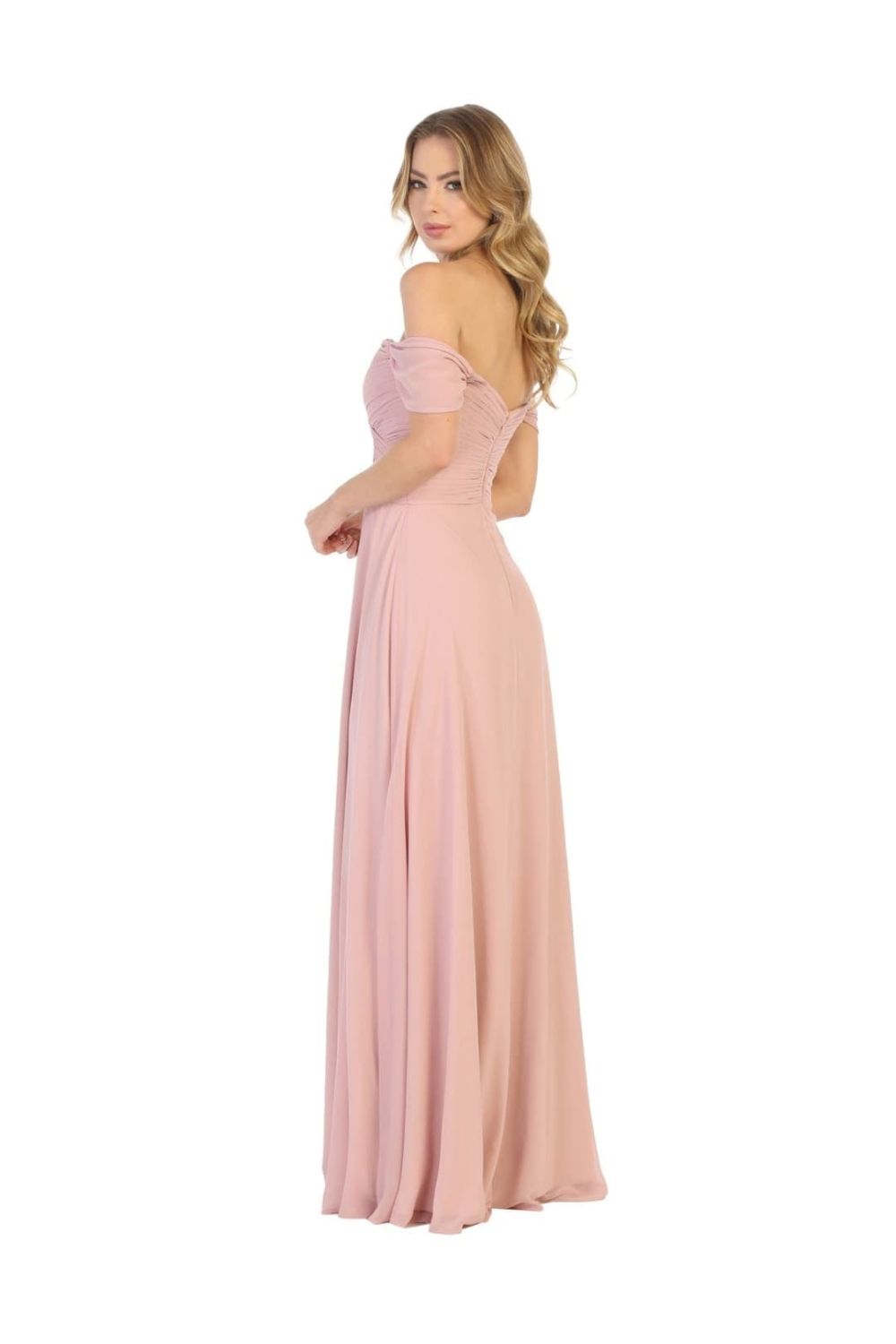 Long Formal Off Shoulder Bridesmaids Chiffon Dress