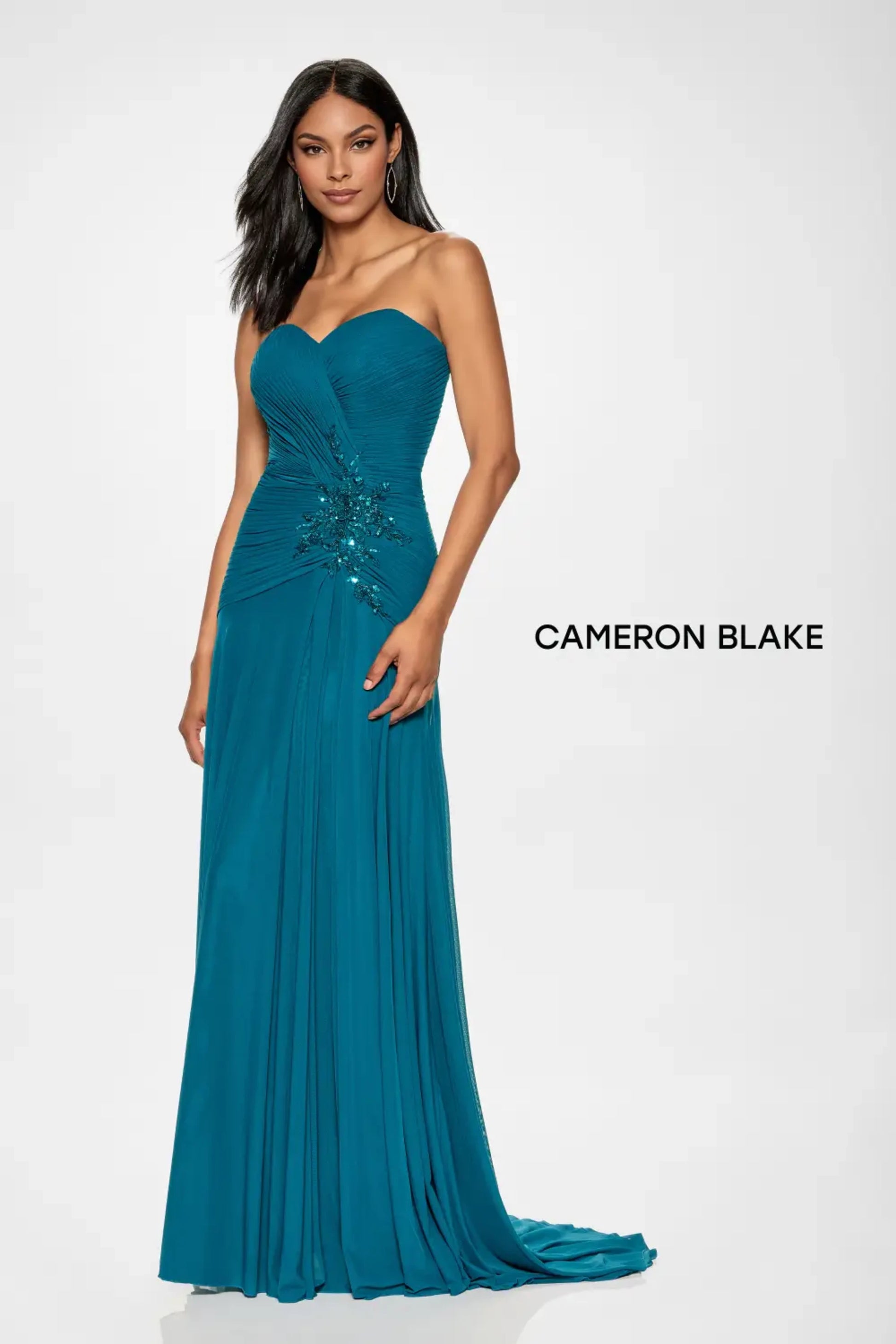 Cameron Blake CB202 Long A Line Formal Beaded Evening Dress