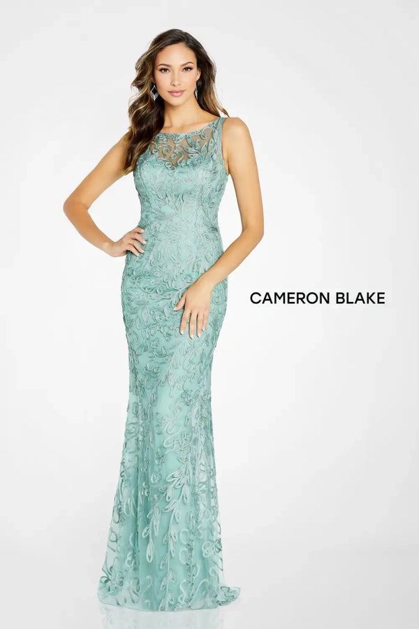 Cameron Blake CB136 Formal Long Lace Evening Dress