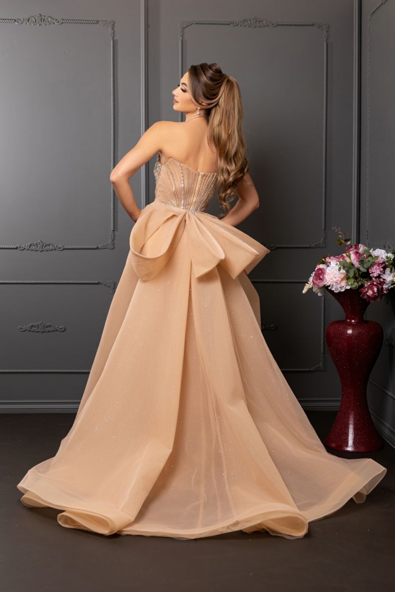 Champagne Sweetheart Floor-Length Mesh Prom Dress May Queen MQRQ8257