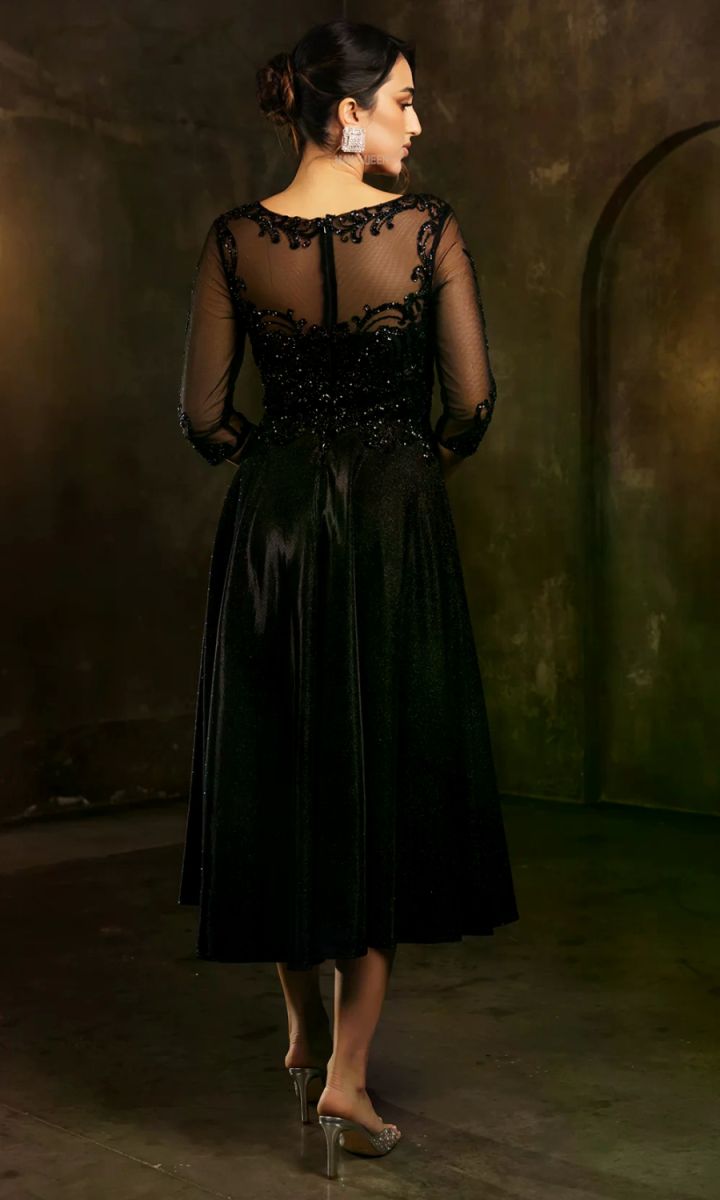 Illusion Tea-Length Lace Evening Gown A-Line May Queen 2124