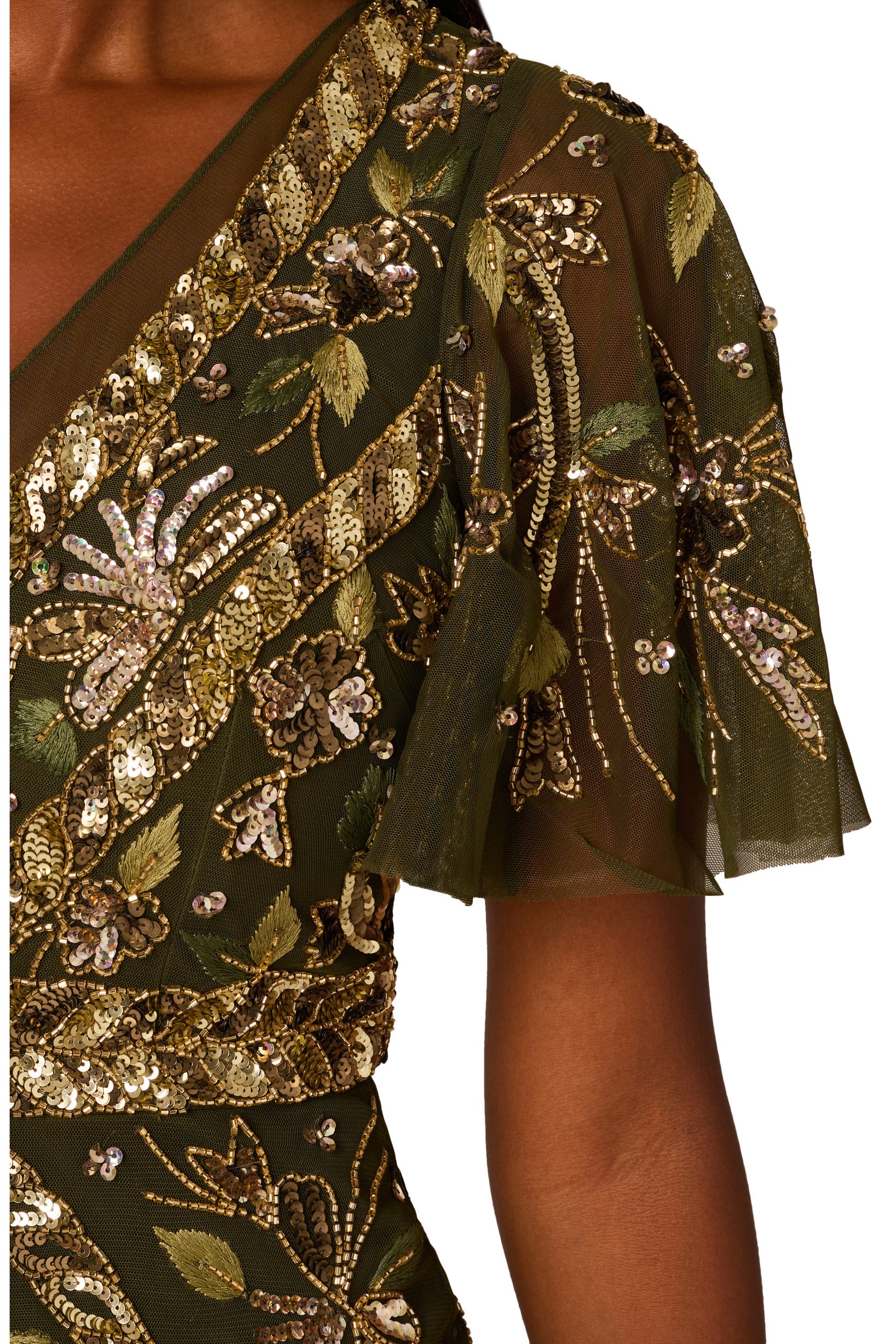 V-Neck Midi Sequin Occasion Fit & Flare Adrianna Papell AP1E211444