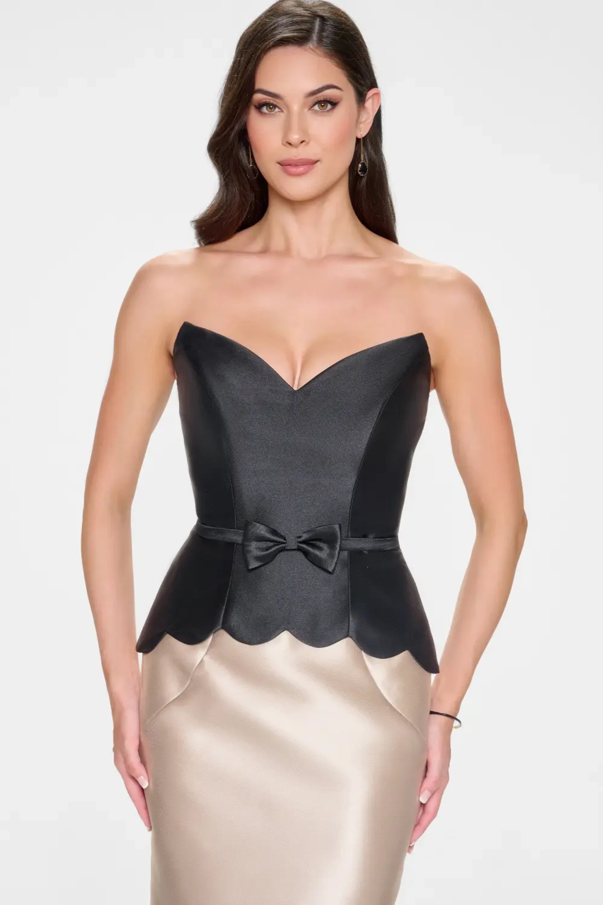 Formal Dresses Long Mermaid Formal Peplum Evening Dress Black/Champagne