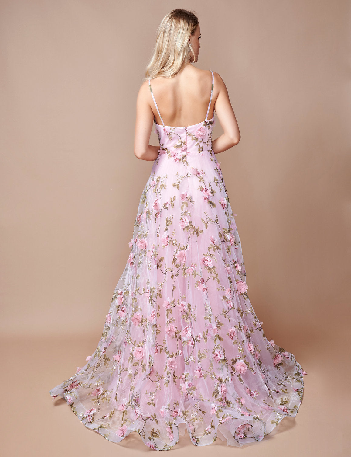 Nina Canacci 9150 A Line Long Formal Floral Print Prom Slit Dress
