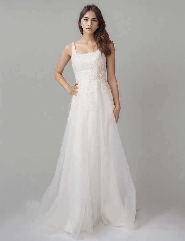 Long Lace Applique Wedding Bridal Dress Nina Canacci 6700