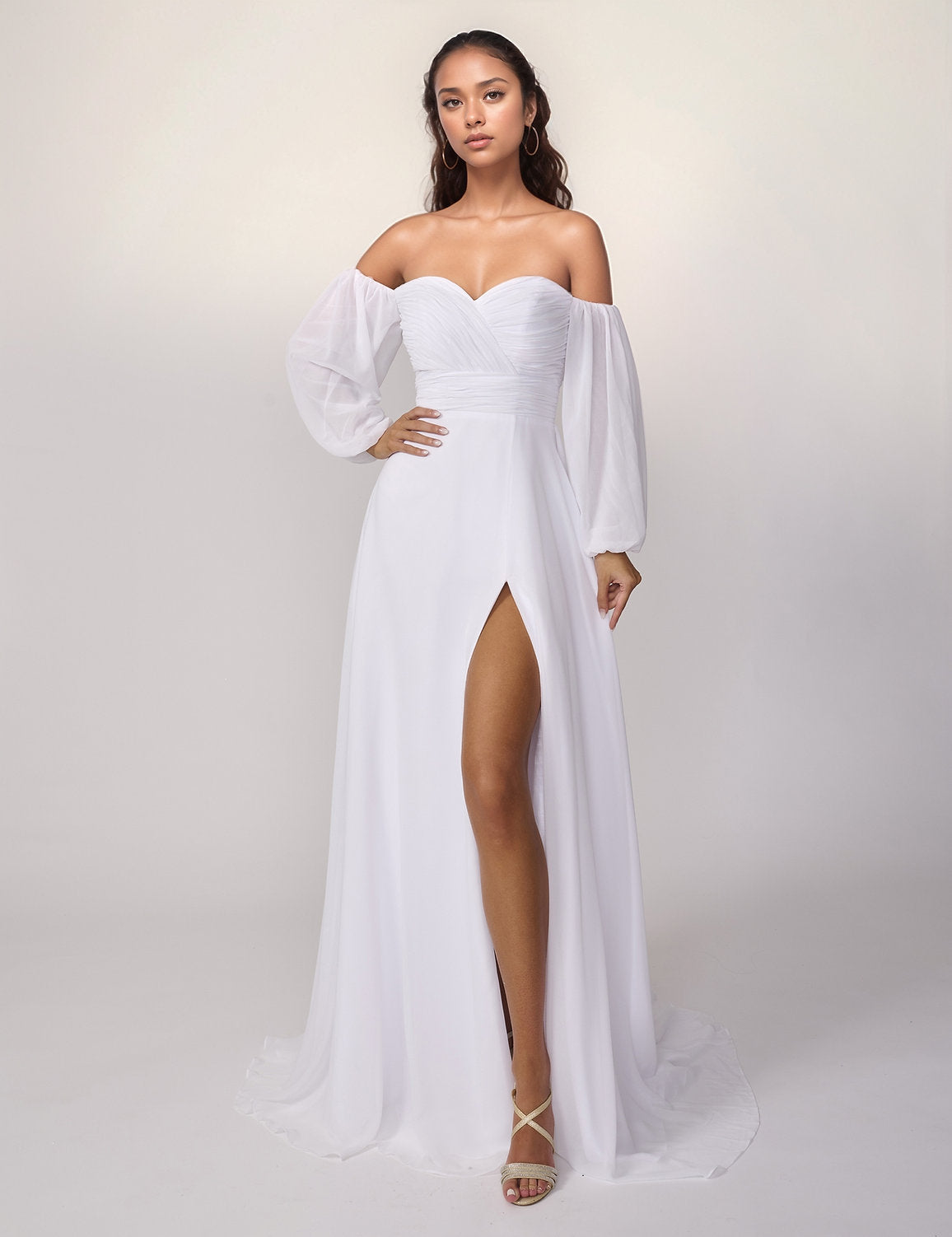 Nina Canacci 6694 Long Slit Bridal Gown Wedding Dress