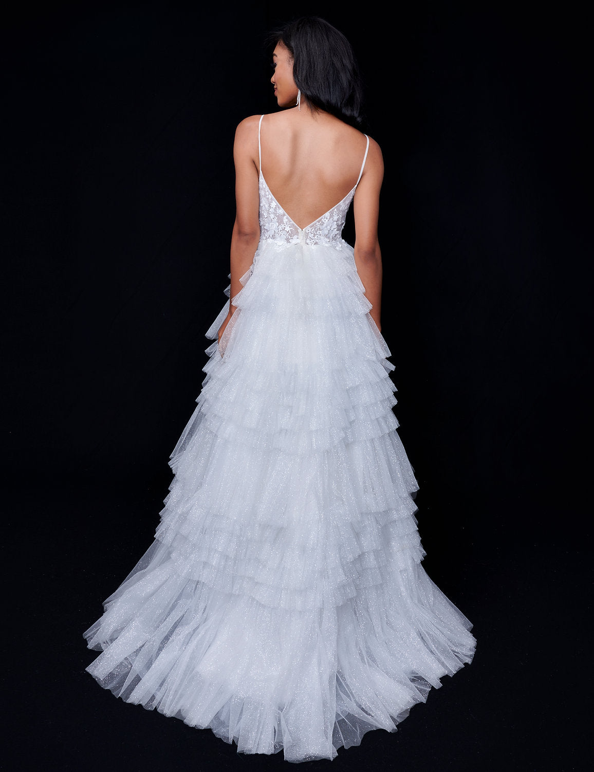 Nina Canacci 8252 Long Bridal Gown Layered Wedding Ruffle Dress
