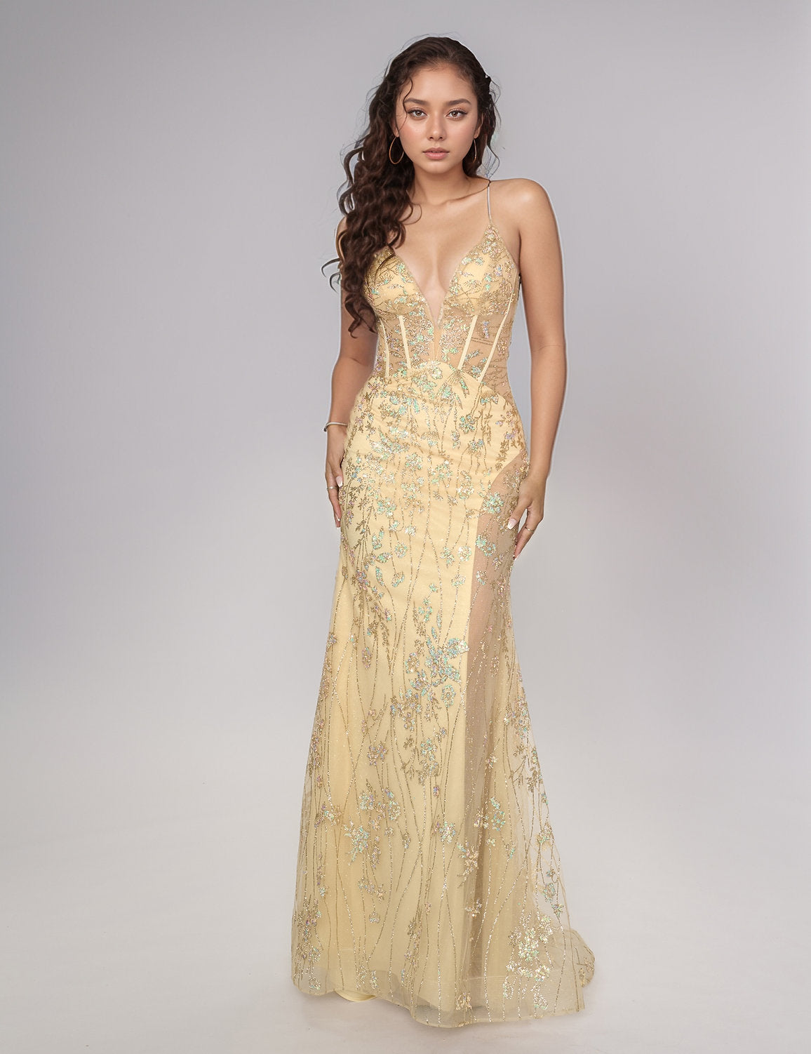Prom Dresses Fitted Mermaid Long Lace Formal Prom Dress Champagne