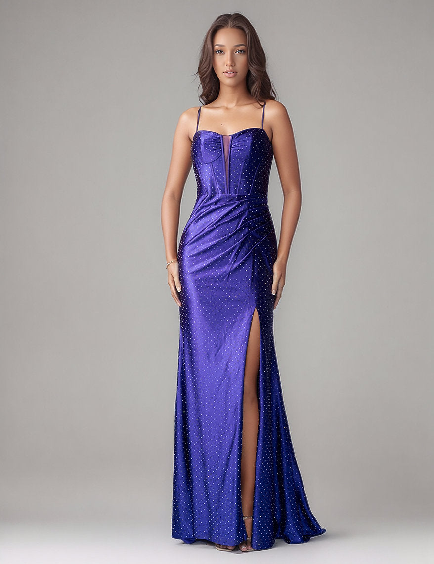 Prom Dresses Corset Slit Long Formal Prom Dress Nina Canacci 1617 Purple