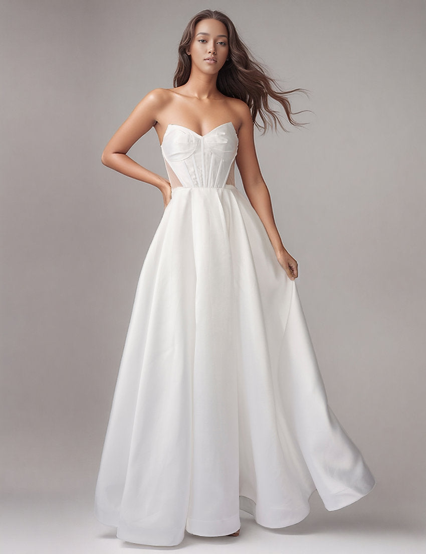 Wedding Dresses Long A Line Corset Wedding Dress Nina Canacci 6717 Ivory