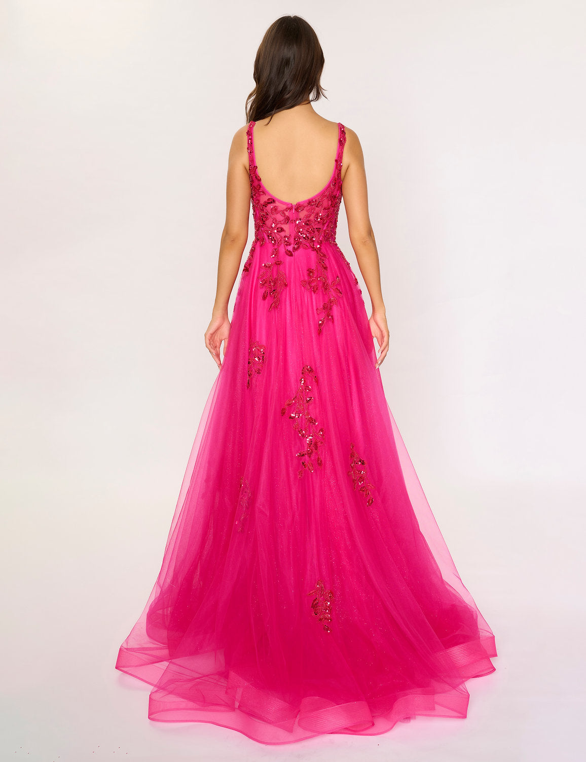 Nina Canacci 6626 Glitter Long Formal Slit Prom Dress