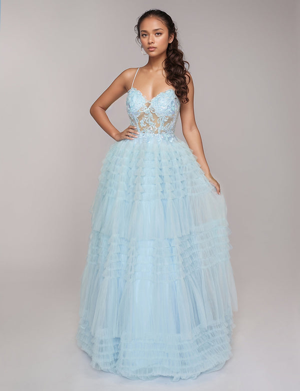 Nina Canacci 1582 Formal Prom Long Ruffle Dress