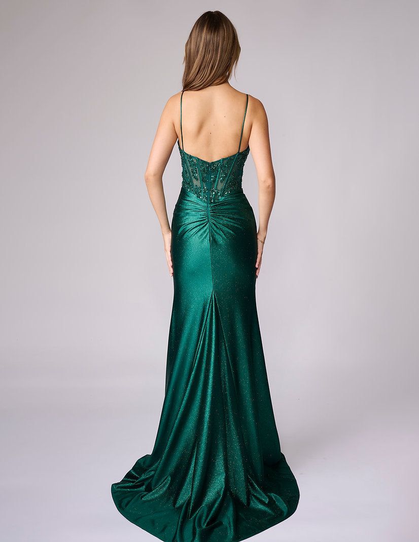 Prom Dresses Sequin Long Formal Lace Applique Prom Dress Nina Canacci 4451 Emerald