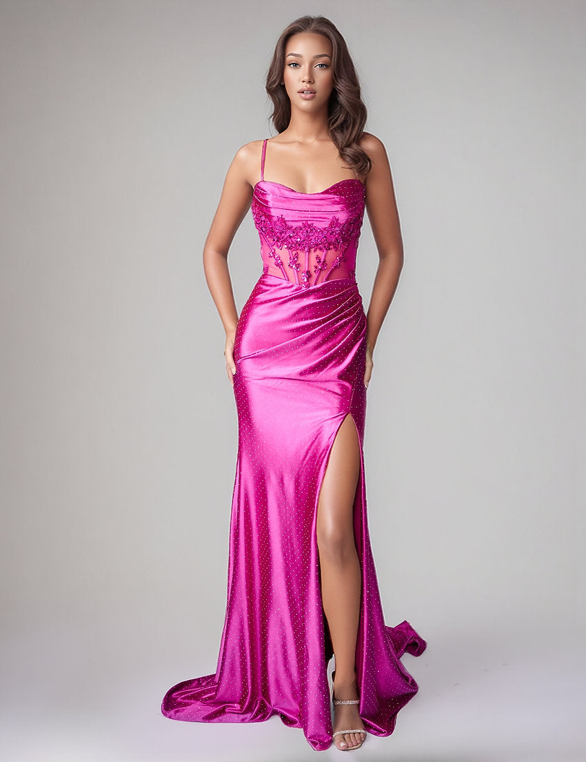 Prom Dresses Long Beaded Corset Fitted Formal Prom Dress Nina Canacci 7650 Magenta