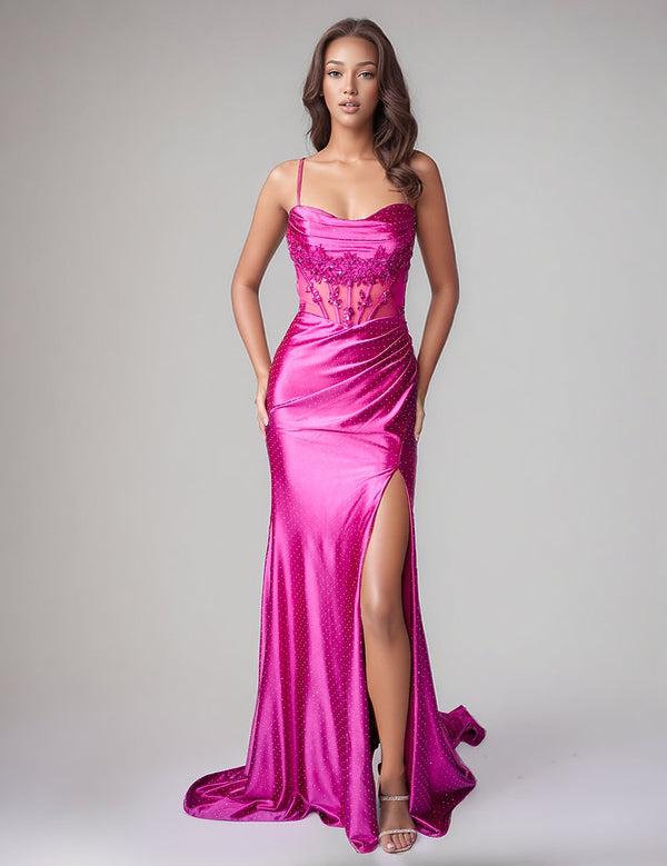 Long Beaded Corset Fitted Formal Prom Dress Nina Canacci 7650