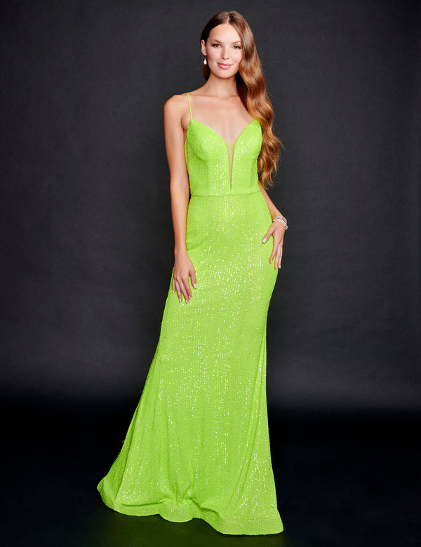 Nina Canacci 8214 Long Fitted Prom Formal Sequin Dress