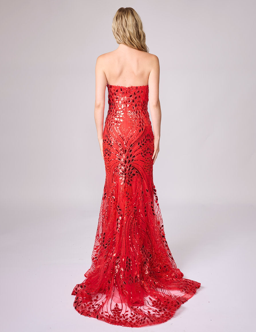 Prom Dresses Fitted Long Formal Prom Dress - Beaded - Nina Canacci 9216 Red-Sequin-9216-Beaded