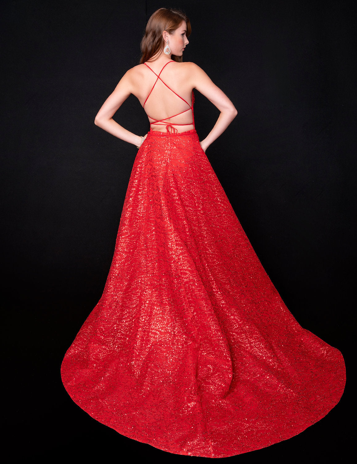 Nina Canacci 8250 Overskirt Long Ruffle Formal Prom Dress
