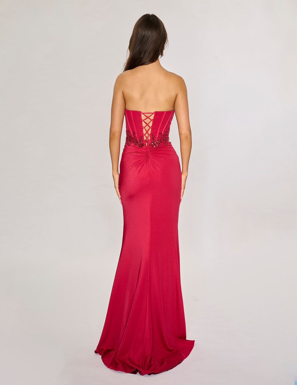 Nina Canacci 3274 Fitted Long Formal Prom Pleated Dress