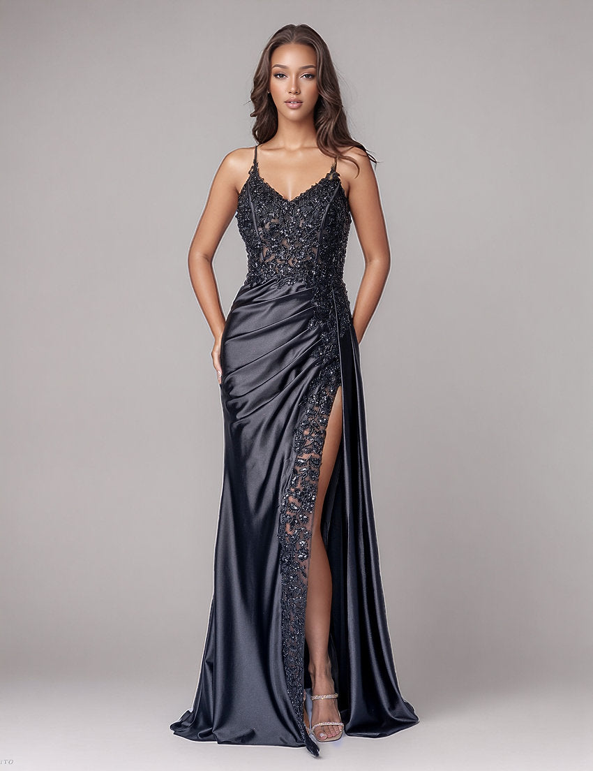 Prom Dresses Long Formal Evening Lace Beaded Prom Dress Nina Canacci 6722 Black