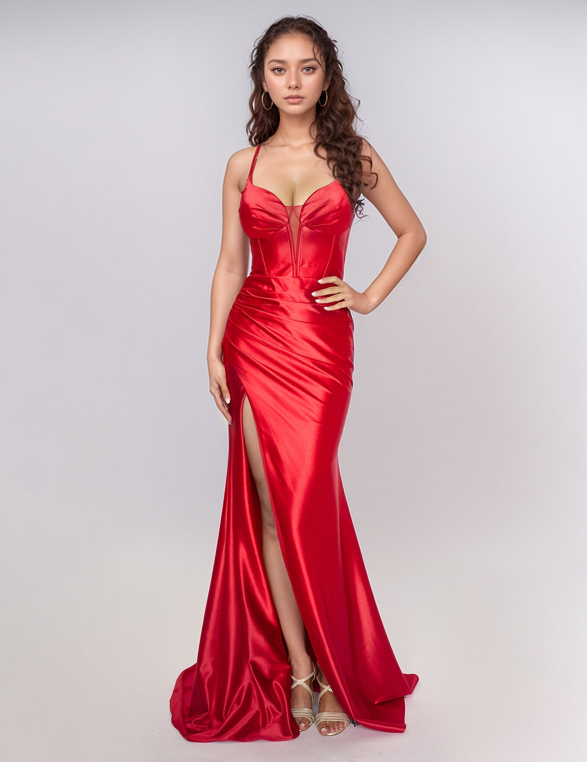 Nina Canacci 4435 Pleated Long Formal Prom Dress