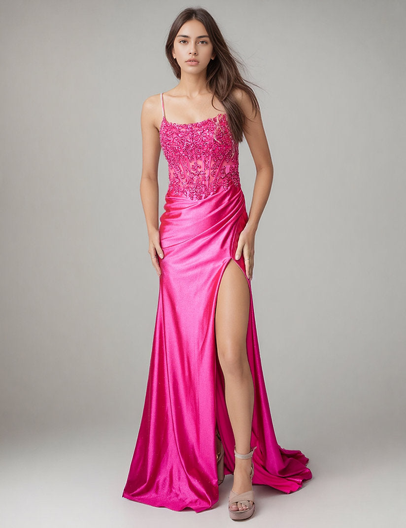 Prom Dresses Lace Applique Long Formal Mermaid Prom Dress Nina Canacci 4459 Fuchsia