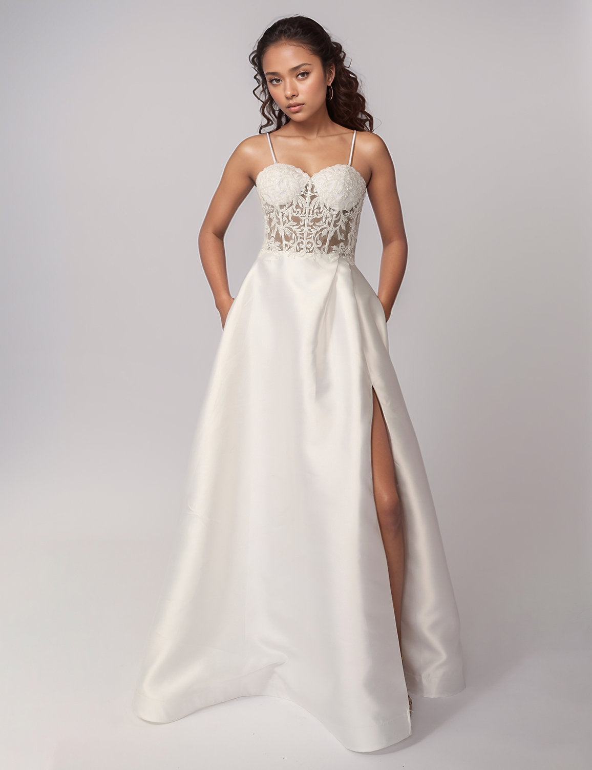 Nina Canacci 2432 Long Bridal Gown Slit Wedding Dress