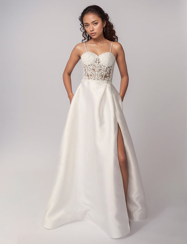 Nina Canacci 2432 Long Bridal Gown Slit Wedding Dress