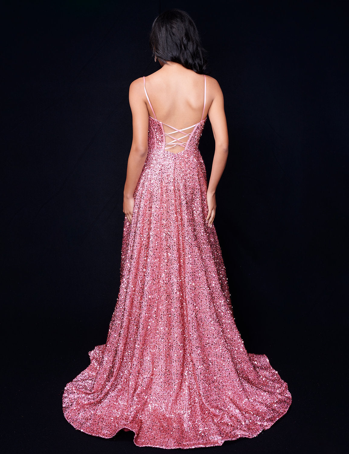 Nina Canacci 4403 Sequin Long Formal Slit Prom Dress