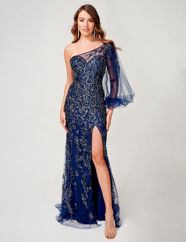 Nina Canacci 9159 Beaded Long Evening Slit Prom Dress