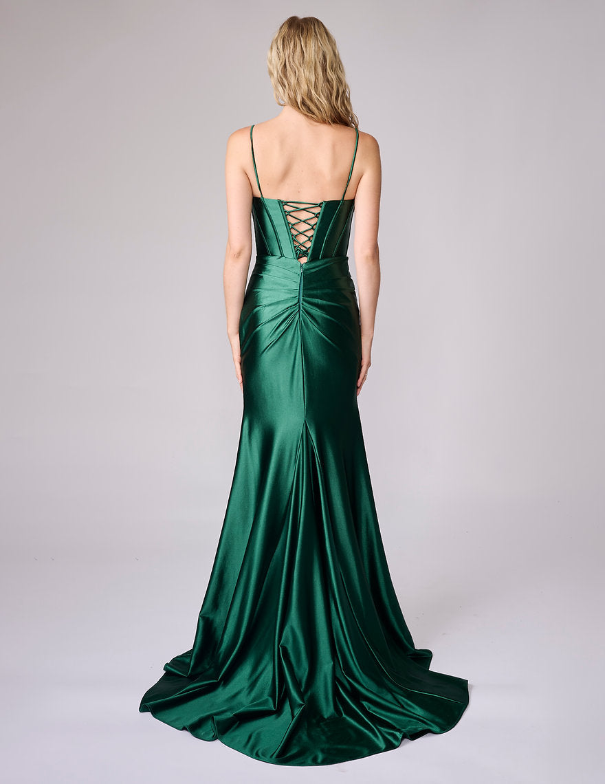 Prom Dresses Formal Long Corset Pleated Prom Dress Nina Canacci 1609 Emerald