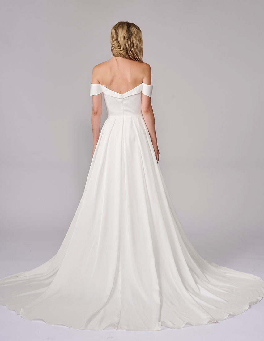 Wedding Dresses Long A Line Pleated Wedding Dress Nina Canacci 6704 Ivoy