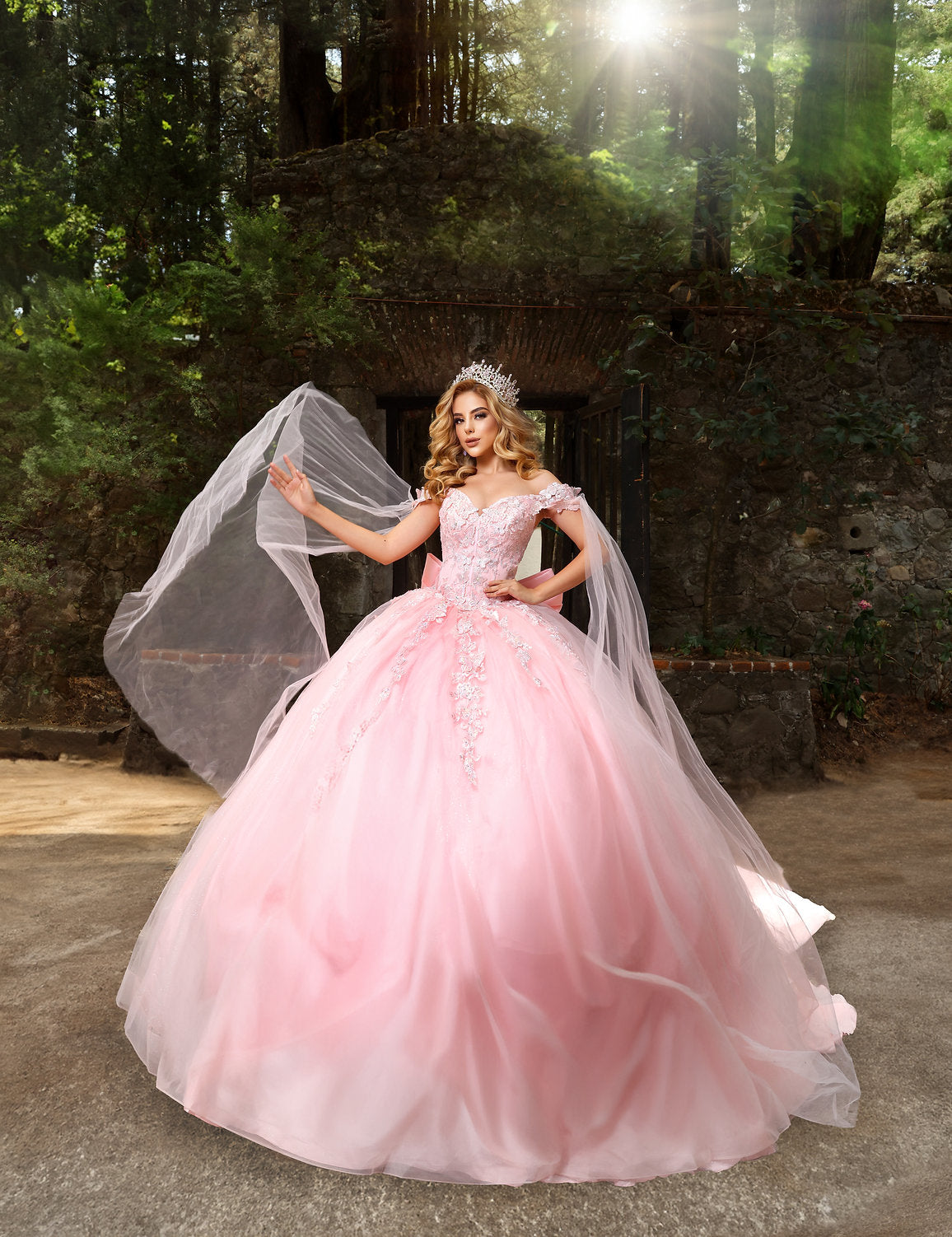 Nina Canacci Q122 Long Lace Sweet 16 Quinceanera Dress