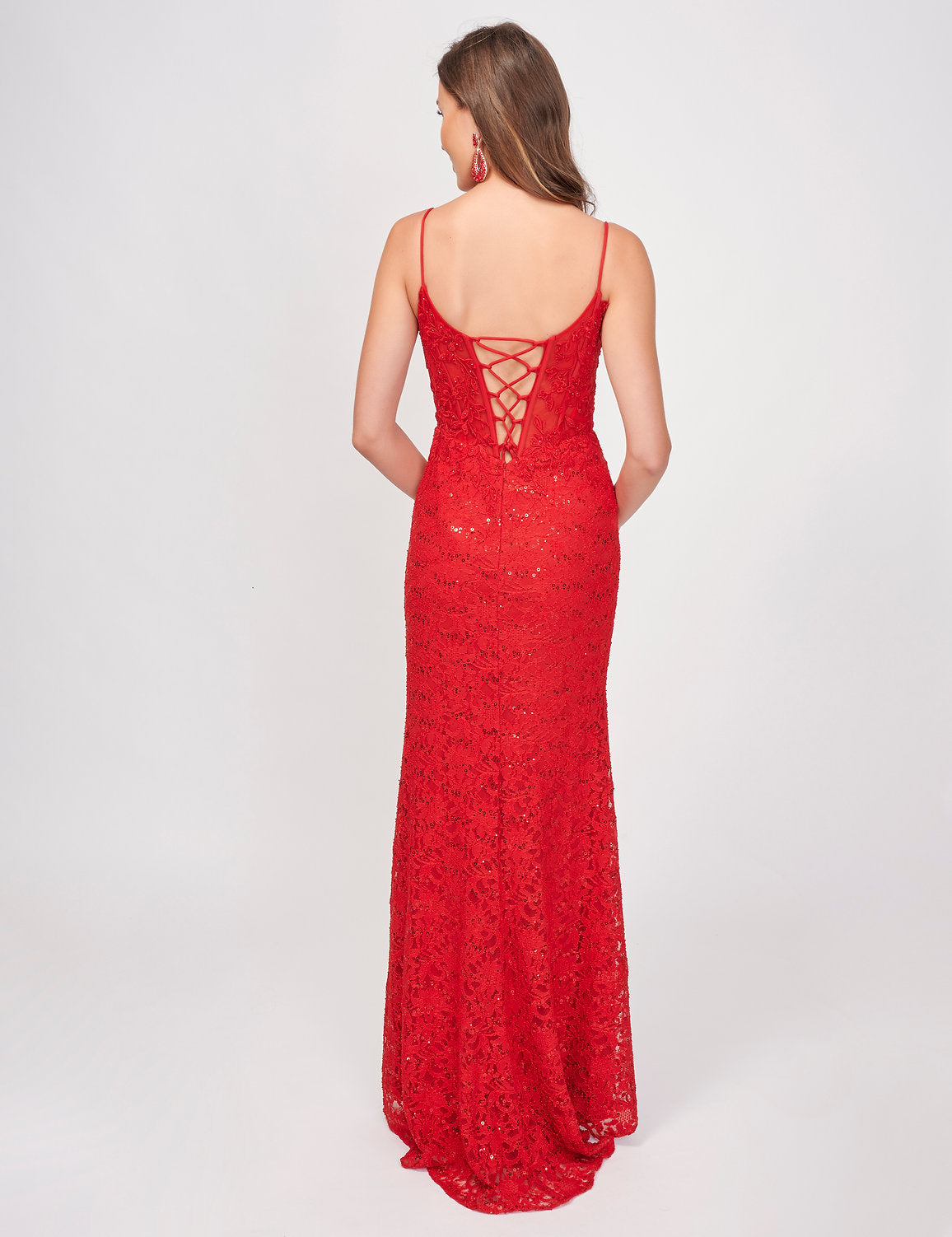 Nina Canacci 1568 Long Lace Formal Slit Prom Dress