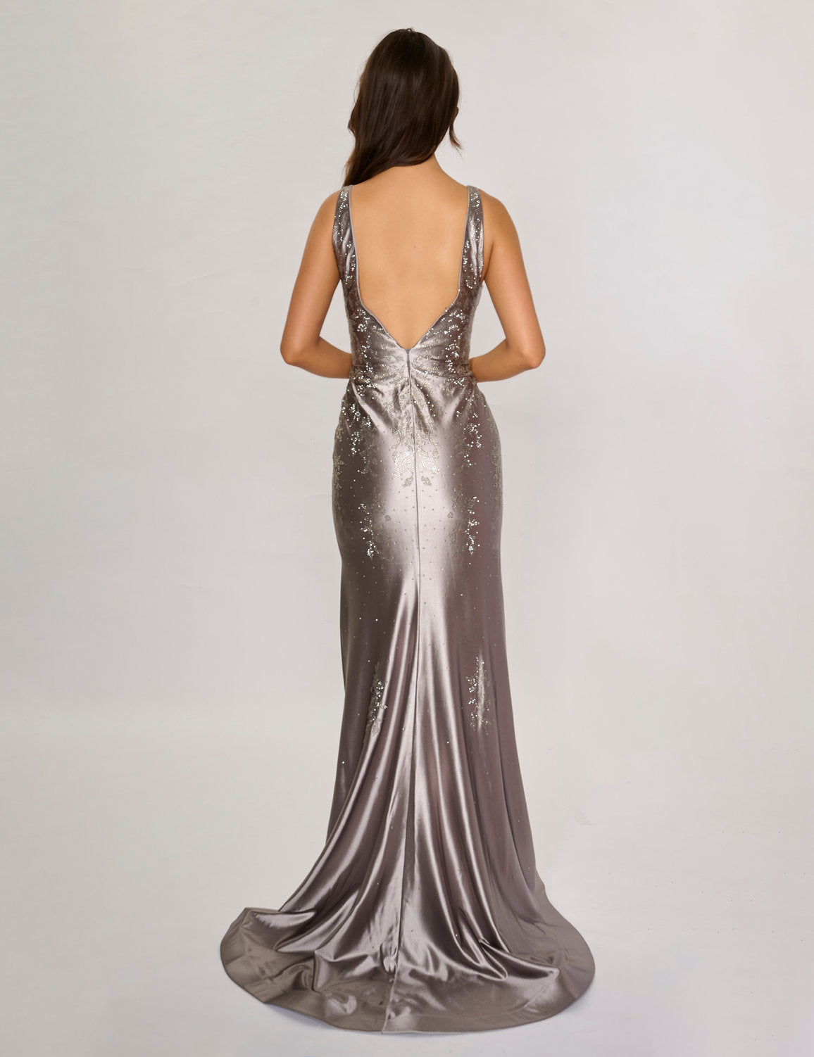 Nina Canacci 6633 Formal Long Slit Prom Metallic Dress
