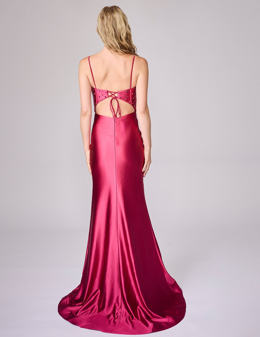 Prom Dresses Long Beaded Corset  Evening Formal Prom Dress Nina Canacci 6711 Mulberry