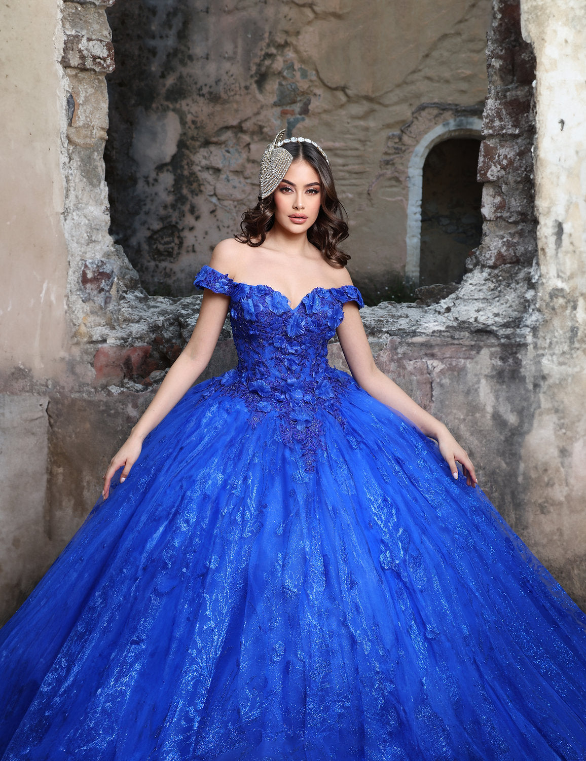 Nina Canacci Q129 Glitter Long Ball Gown Quinceanera Dress