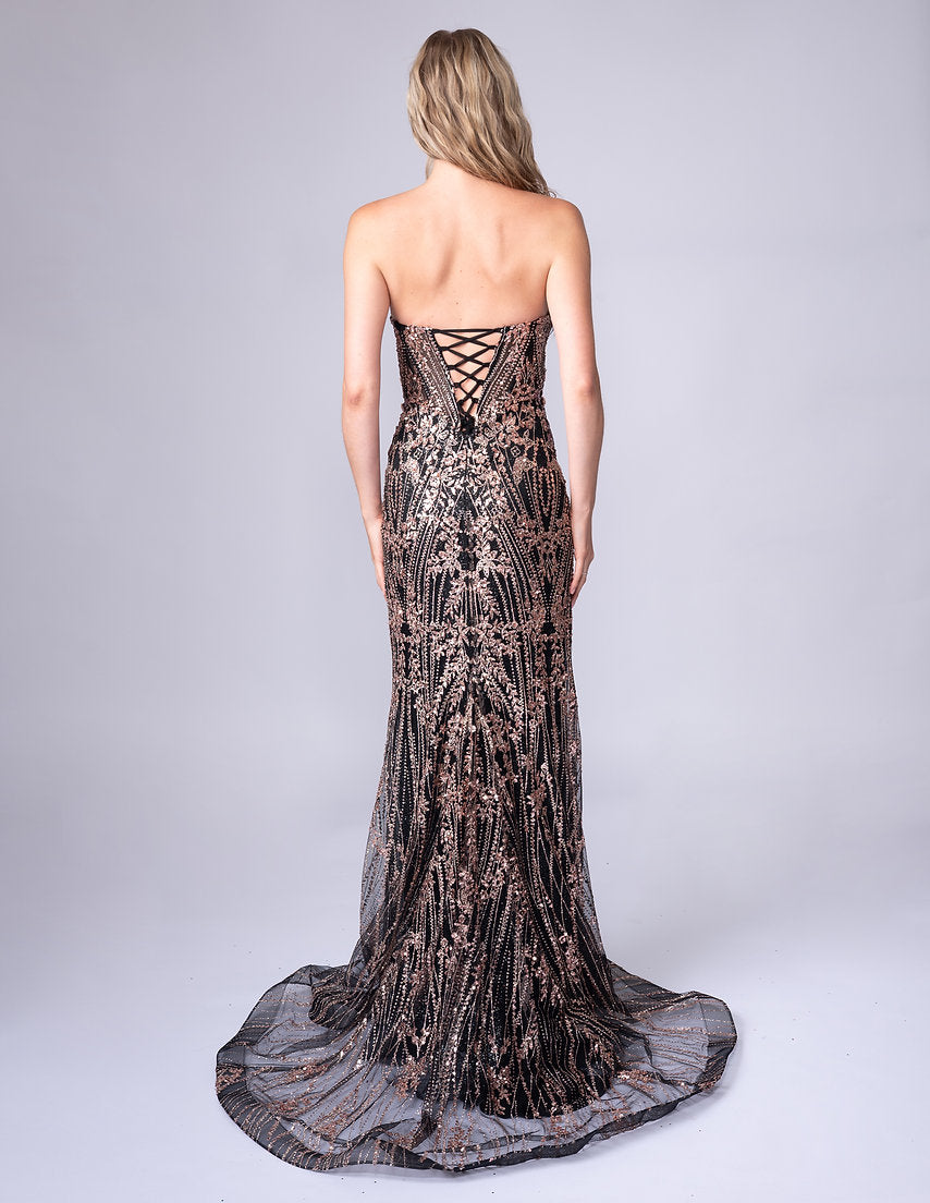 Prom Dresses Long Beaded Formal Prom Fitted Dress Nina Canacci 7661 Black/Gold