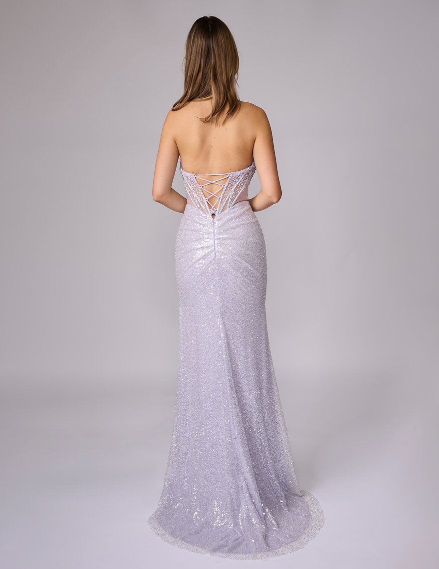 Prom Dresses Long Formal Slit Corset Evening Prom Dress Nina Canacci 1603 Lilac