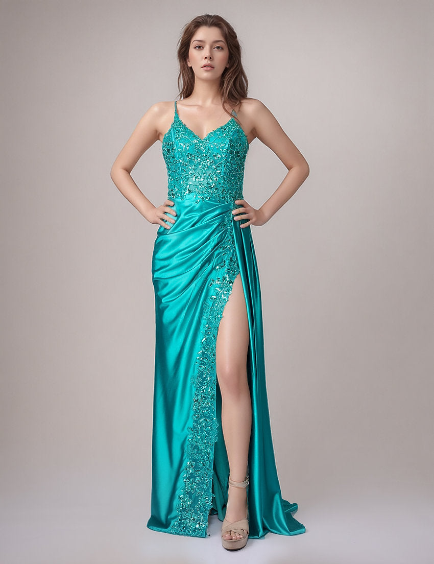 Prom Dresses Long Formal Evening Lace Beaded Prom Dress Nina Canacci 6722 Bright Teal