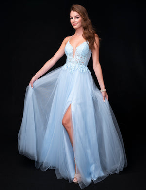 Nina Canacci 4421 A Line Long Lace Formal Prom Dress