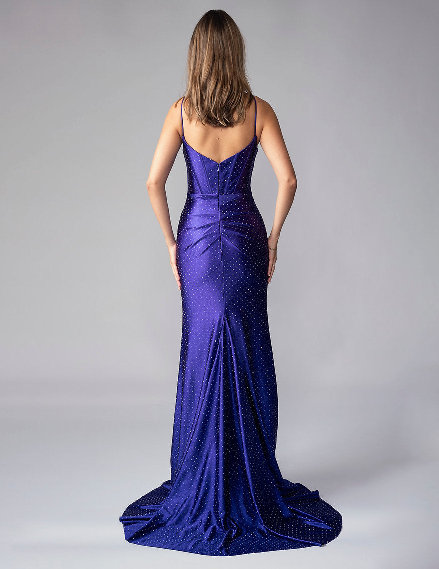Prom Dresses Corset Slit Long Formal Prom Dress Nina Canacci 1617 Purple