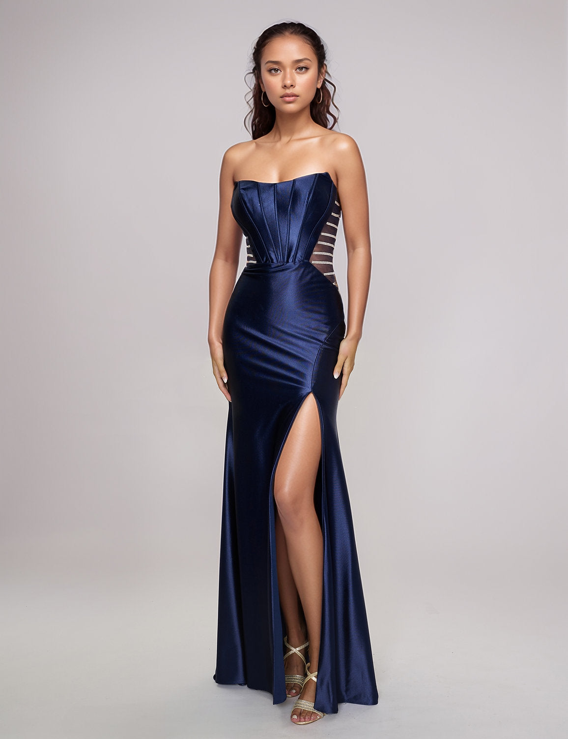 Nina Canacci 5307 Fitted Long Slit Formal Evening Prom Dress