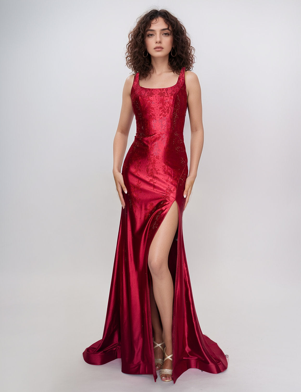 Nina Canacci 6633 Formal Long Slit Prom Metallic Dress