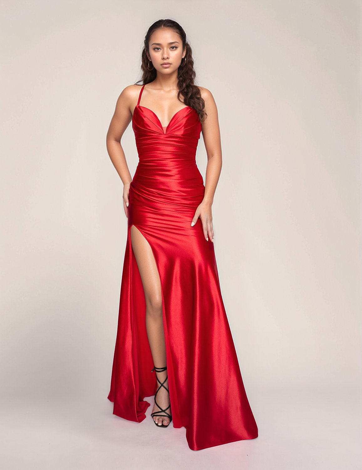 Nina Canacci 4426 Pleated Long Formal Slit Prom Dress