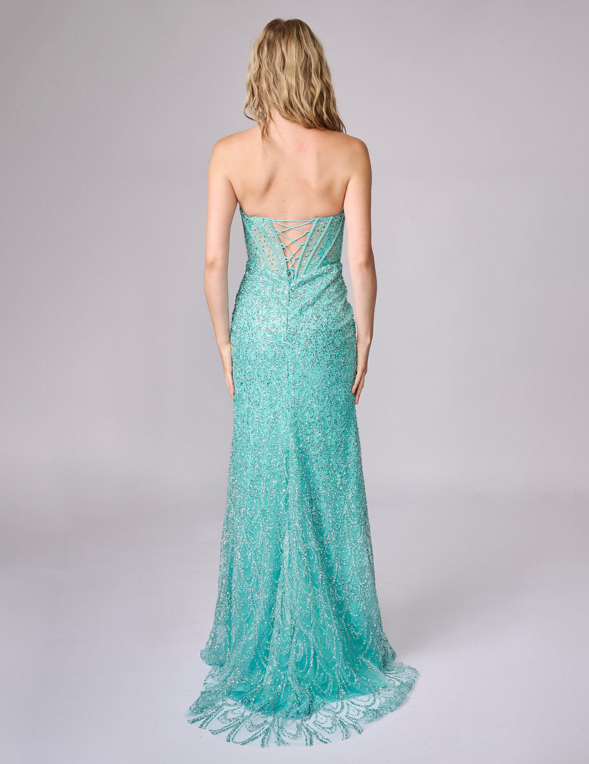 Prom Dresses Long Formal Corset Fitted Prom Dress Nina Canacci 4458 Seafoam