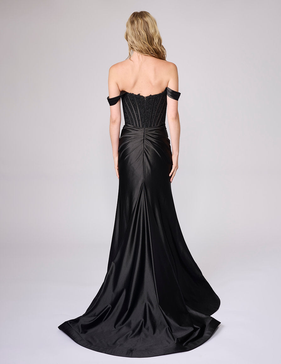 Prom Dresses Formal Long Evening Prom Dress - A Line - Nina Canacci 9202 Black-Satin-9202-Lace