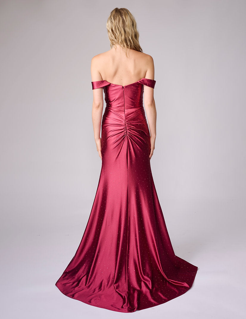 Prom Dresses Long Formal Slit Prom Dress Nina Canacci 4456 Burgundy