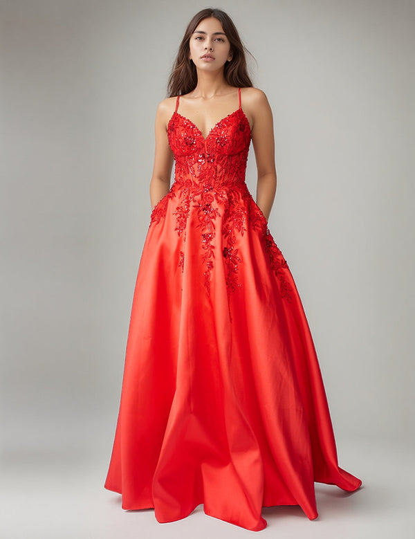 Long Formal Lace Applique A Line Prom Dress Nina Canacci 3282
